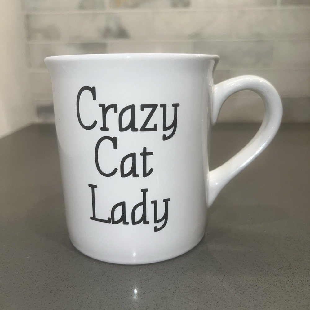 "Love Your Mug" "Crazy Cat Lady " Ceramic Coffee Mug w/Cute Kitty Face Inside